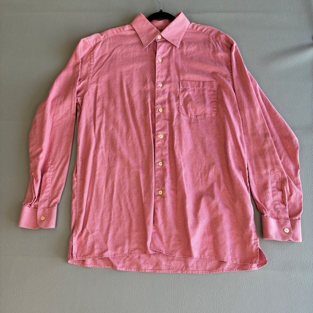Ermenegildo Zegna Mens XXL Red Orange Basketweave Oxford Button Down Shirt